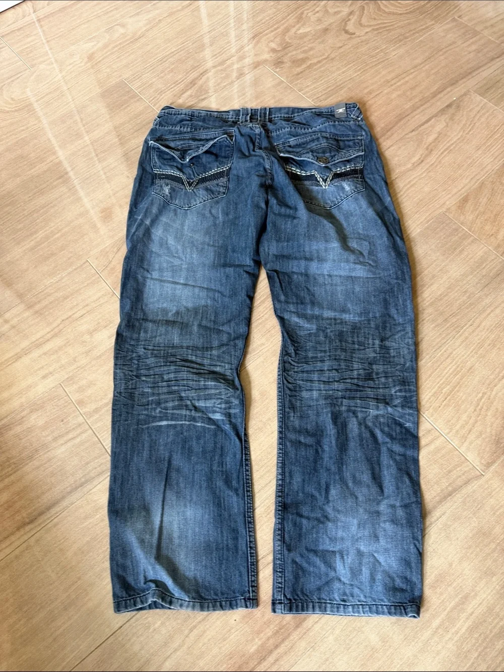 Men's Dark Blue Distressed Slim Jeans